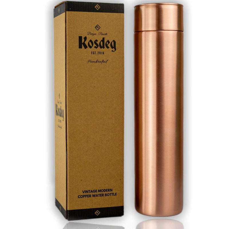 Kosdeg Copper Water Bottle - 34oz Vintage Modern Design - An Ayurvedic Pure Copper Vessel For Drinking- Drink More Water, Lower Your Sugar Intake And Enjoy The Health Benefits Immediately - Image 1